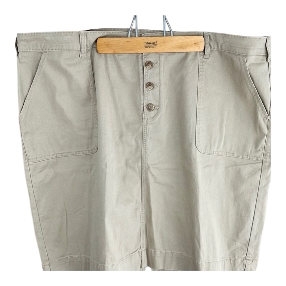 Lane Bryant Stretch Khaki Twill Tan Button Fly Skirt Plus Size 28 - Picture 2 of 8